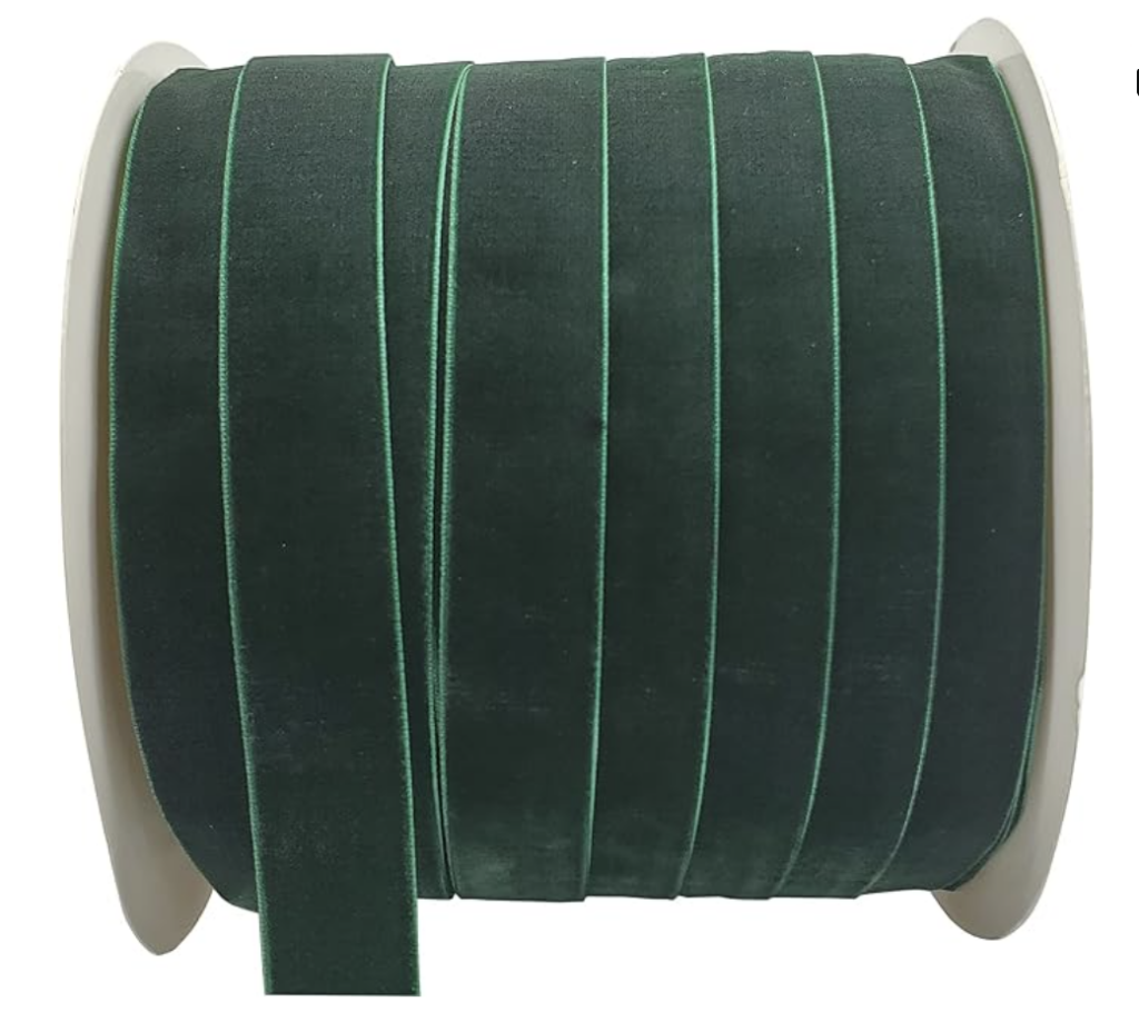 10 Yards Velvet Ribbon Spool (Dark Green, 1")
